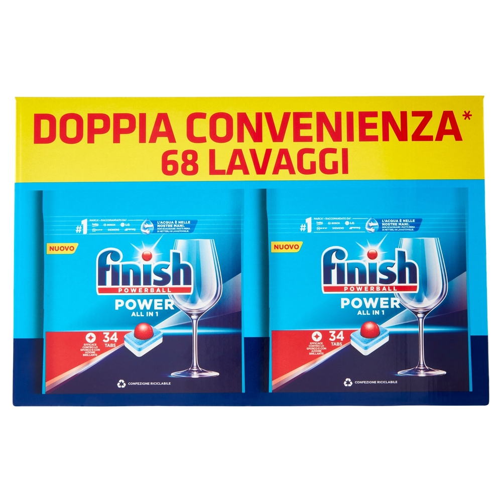 Finish Power All in One regular pastiglie lavastoviglie 34x2 lavaggi 1088 g